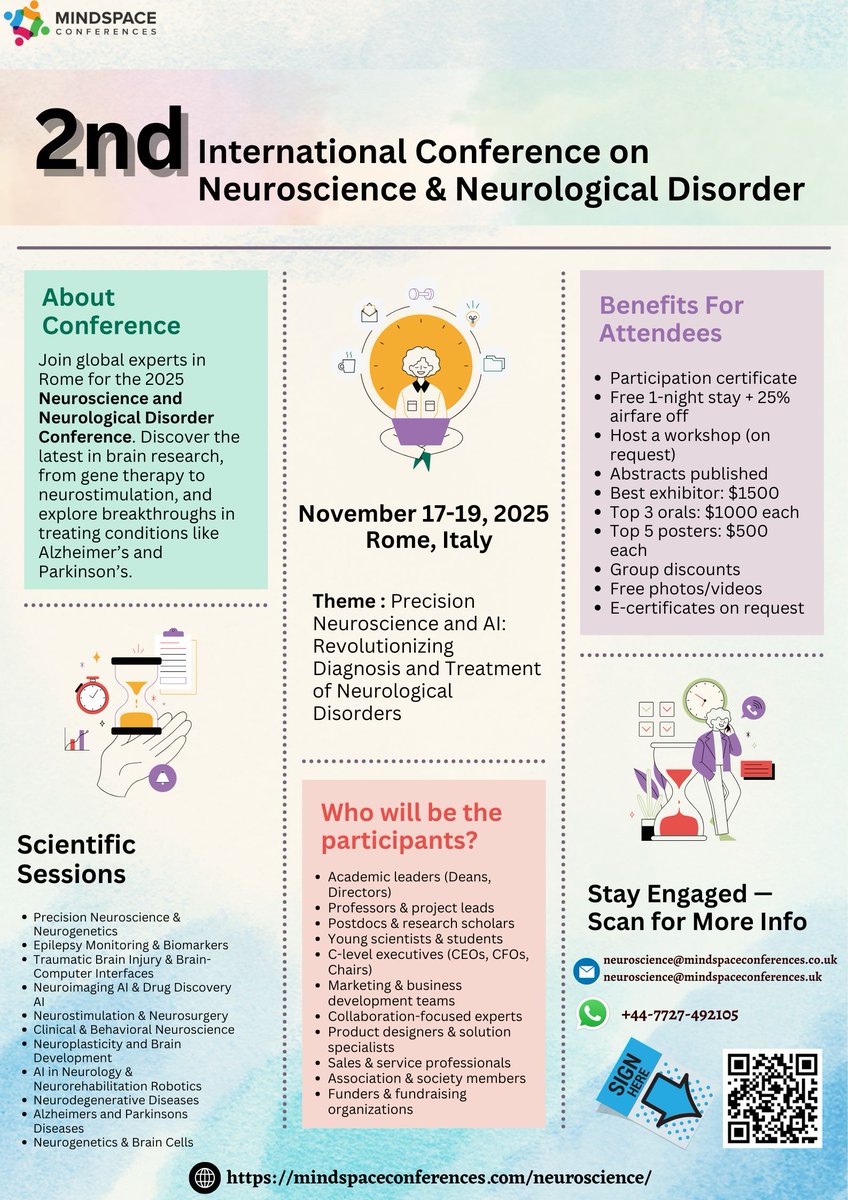 neurosciencecon's tweet photo. @Cristiano @UFLgame 🌐 Let the world hear your research!
🎤 Present at the 2nd Intl. Neuroscience Conference
📍 Rome | Nov 17–19, 2025
✨ Theme: Precision Neuroscience &amp; AI
🔗 Book your slot: https://t.co/0KPprgNGBD
📲 +44-7727-492105
#NeuroAI2025 #SpeakInRome #RomeConference https://t.co/68e8AXbl9b