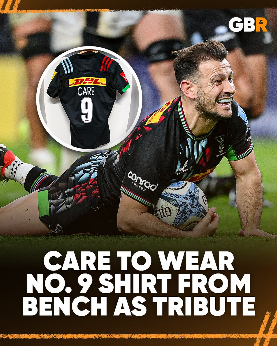 DC9, one last time 👏

In a classy move, Prem Rugby have allowed for retiring Harlequins’ scrum-half, Danny Care, to wear the 9 shirt off the bench against Exeter Chiefs on Sunday’s clash at The Stoop. Quins' starting scrum-half, Porter, will wear No. 21.

#GBR5 #COYQ #PremRugby