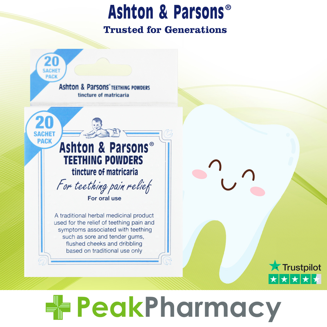Teething Trouble? We’ve Got You Covered! 👶

Soothe your little one with the trusted comfort of Ashton &amp; Parsons Infants’ Powders💚

✅ Suitable from 3 months+
✅ Helps relieve teething pain and irritability

➡ peakpharmacy.co.uk/medications/as…