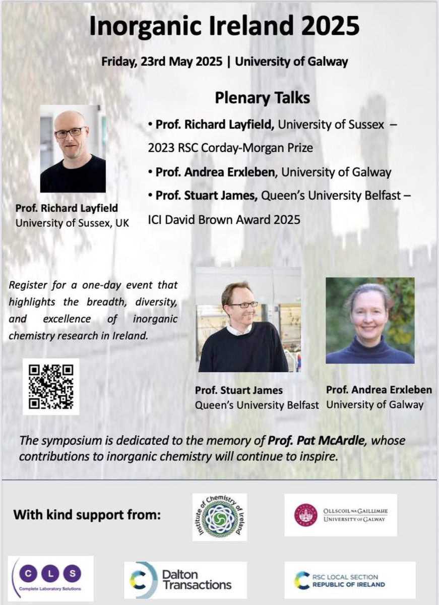 Constantina Papatriantafyllopoulou (@cp_mofs) on Twitter photo ๐One week to go!
#InorganicIreland2025 kicks off next Friday at @UniOfGalway. A full day of talks, posters, and tributes celebrating the best of inorganic chemistry in Ireland.
Huge thanks to our sponsors: <a href="/CLS_Labs/">CompleteLabSolutions</a> <a href="/irishchemistry/">ICI Ireland</a> <a href="/RepublicOfRSC/">RSC Republic of Ireland</a> <a href="/DaltonTrans/">DaltonTransactions</a> ๐ ๐One week to go!
#InorganicIreland2025 kicks off next Friday at @UniOfGalway. A full day of talks, posters, and tributes celebrating the best of inorganic chemistry in Ireland.
Huge thanks to our sponsors: <a href="/CLS_Labs/">CompleteLabSolutions</a> <a href="/irishchemistry/">ICI Ireland</a> <a href="/RepublicOfRSC/">RSC Republic of Ireland</a> <a href="/DaltonTrans/">DaltonTransactions</a> ๐