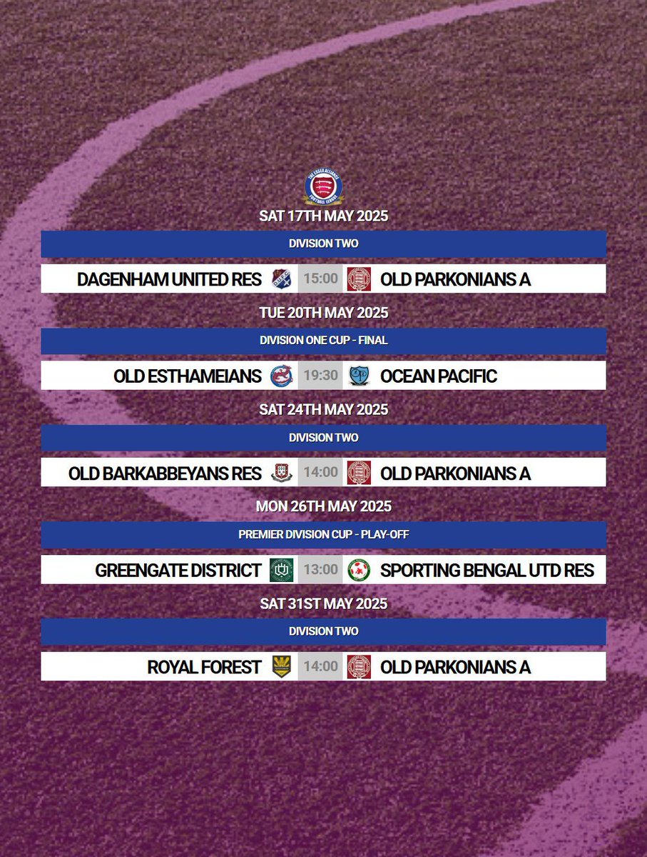 EssexAllianceFL's tweet image. 𝙐𝙋𝘾𝙊𝙈𝙄𝙉𝙂 𝙁𝙄𝙓𝙏𝙐𝙍𝙀𝙎  / #Week39

Fairly quiet weekend ahead with just the 1 fixture on Saturday, albeit a vital one in the context of the Division 2 promotion race

#EAL