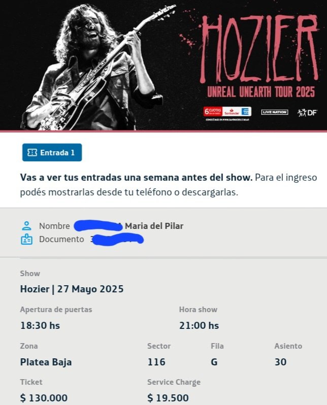 l4rpi's tweet photo. Vendo entrada para Hozier el 27 de Mayo en el Movistar Arena, platea baja! https://t.co/XXwamAhyQh