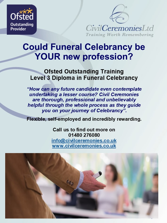 #funeralcelebrant #funeralcelebrancy #funeral #funeralservice #funeralceremony #ceremony #celebrant #celebranttraining #traintobeacelebrant #ofstedoutstanding #advancedlearnerloan
