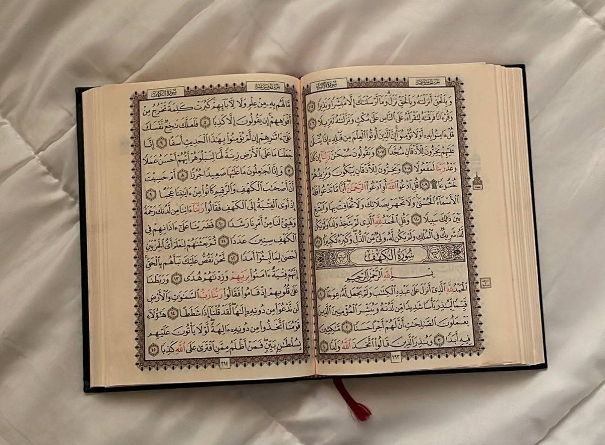 #يوم_الجمعة
كلُّ الكهوفِ مُظلمة إلا الكهف في مصحفنا
نورٌ يُضيء ما بين الجمعتين ♥️