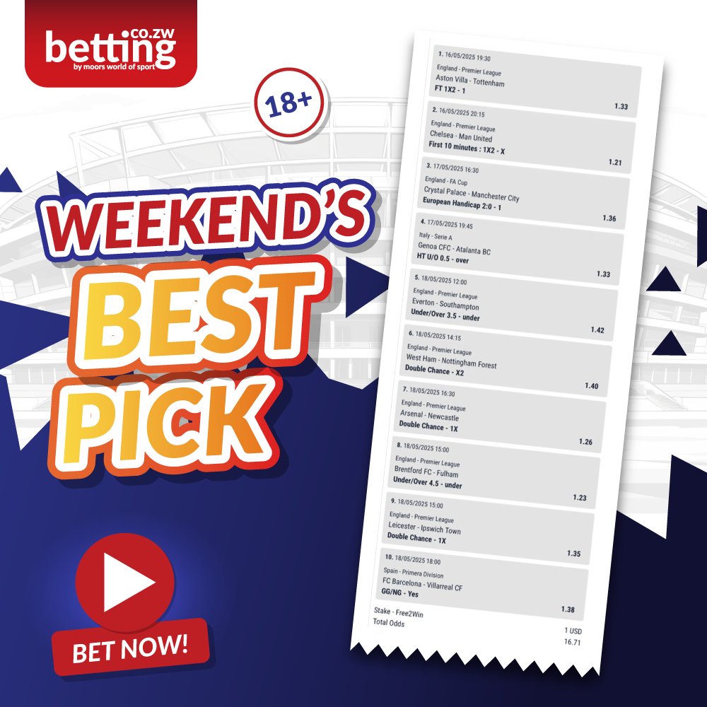 Weekend Best Pick🔥🔥
Predict the selections to BREAK THE TICKET
2⃣0⃣WINNERS to get #freebet worth $5💸
Be sure to like, repost and comment with your MWOS ID
T's and C's apply
#MWOSMakesWinners 
#TheHomeOfSportsBetting