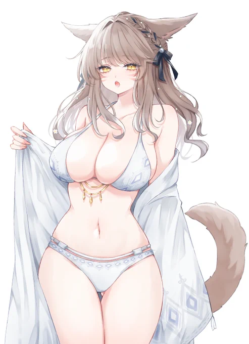 水着ミコッテ𓏲𓎨 配信での作業監視感謝～!