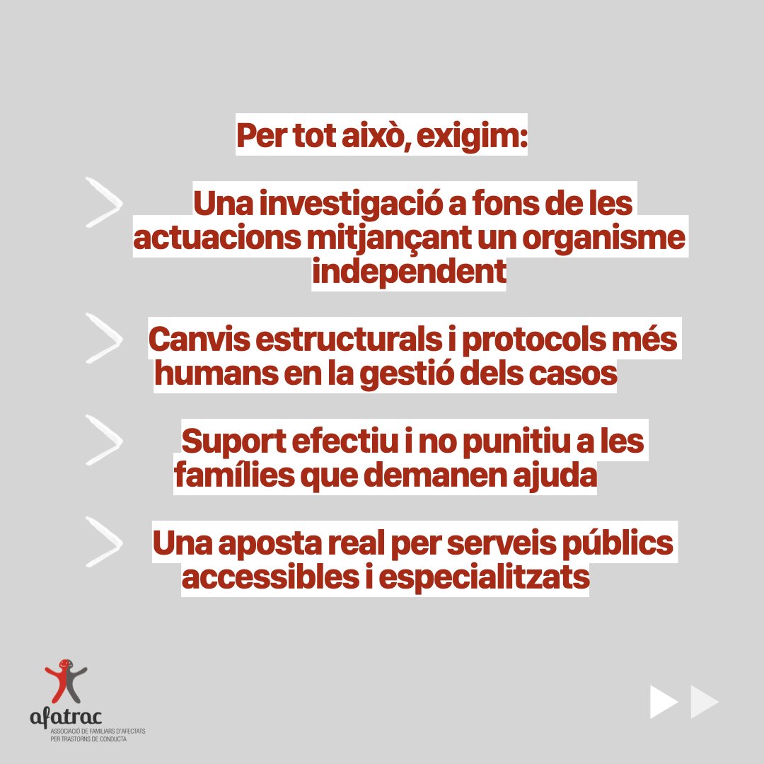 afatrac's tweet photo. 🔴 AFATRAC denuncia greus vulneracions de drets a la DGAIA.
📢 Exigim responsabilitats, transparència i un sistema que acompanyi, no castigui.
📄 Llegeix el comunicat complet a: https://t.co/kxhbIZExnX
@dsocialscat @monicambravo @govern @salvadorilla
#AFATRAC #Infància #DGAIA https://t.co/MmuzypGqXE