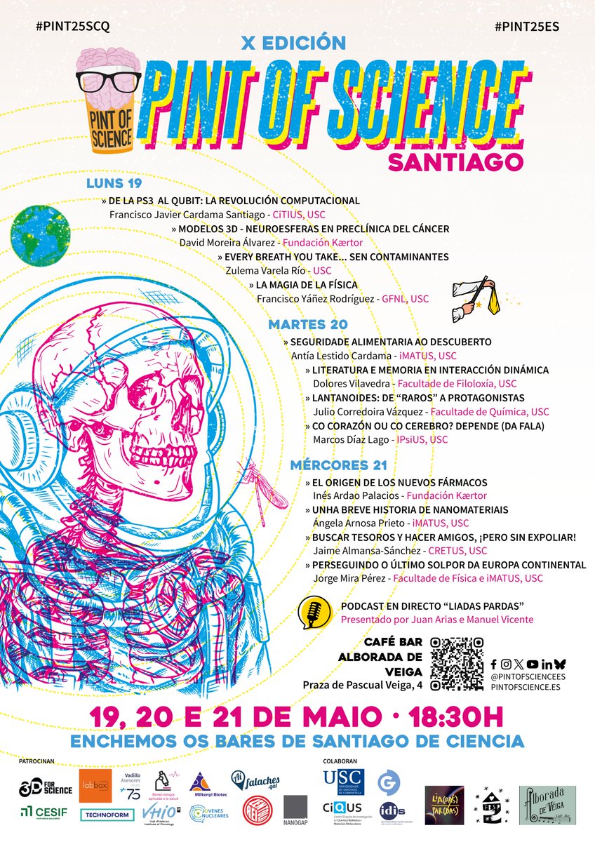 O próximo luns comeza o Pint of Science có obxectivo de divulgar a ciencia nun entorno cercano á sociedade.

Ali estarei para falar un pouquiño de computación cuántica (memes garantizados).

📍 Café Bar Alborada da Veiga
📅 19/05 · 18:30

<a href="/pintofscienceES/">Pint of Science ES</a>
#Pint25ES #Pint25SCQ
