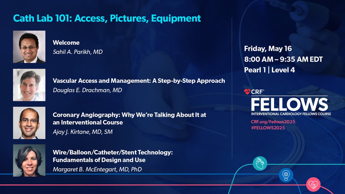 Cardiovascular Research Foundation (@crfheart) on Twitter photo 📚 Cath Lab 101 kicks off at 8:00 AM at #Fellows2025 beginning with a special welcome from <a href="/sahilparikhmd/">Sahil A. Parikh, MD</a>. ✏️
A must-attend session for building your foundation in the cath lab!
#CardioEd <a href="/DougDrachmanMD/">Douglas Drachman</a> <a href="/mbmcentegart/">Margaret McEntegart</a> <a href="/RhianEDavies1/">Rhian E. Davies DO MS</a> 📚 Cath Lab 101 kicks off at 8:00 AM at #Fellows2025 beginning with a special welcome from <a href="/sahilparikhmd/">Sahil A. Parikh, MD</a>. ✏️
A must-attend session for building your foundation in the cath lab!
#CardioEd <a href="/DougDrachmanMD/">Douglas Drachman</a> <a href="/mbmcentegart/">Margaret McEntegart</a> <a href="/RhianEDavies1/">Rhian E. Davies DO MS</a>