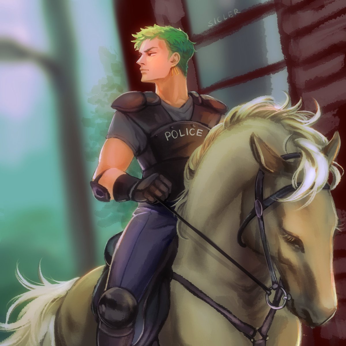sicler_art's tweet image. I also have a police officer  Zoro here...

#ONEPIECE #Zoro #art