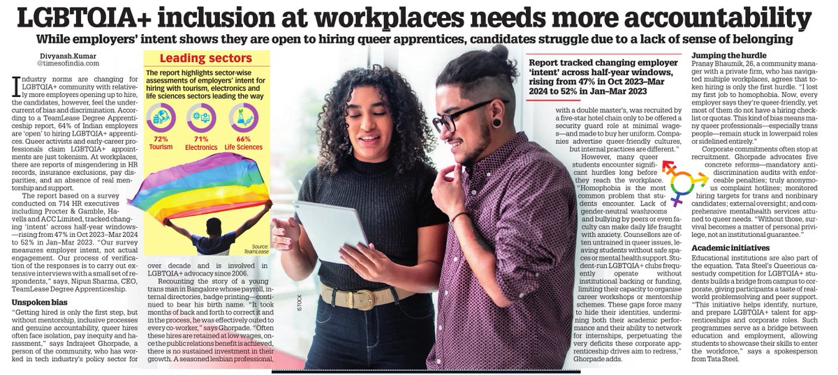 Genuine inclusion of LGBTQIA+ at workplace requires accountability

Read my full story here | educationtimes.com/article/campus…

#LGBTQ #LGBTQIA #workplace #Education #inclusivity