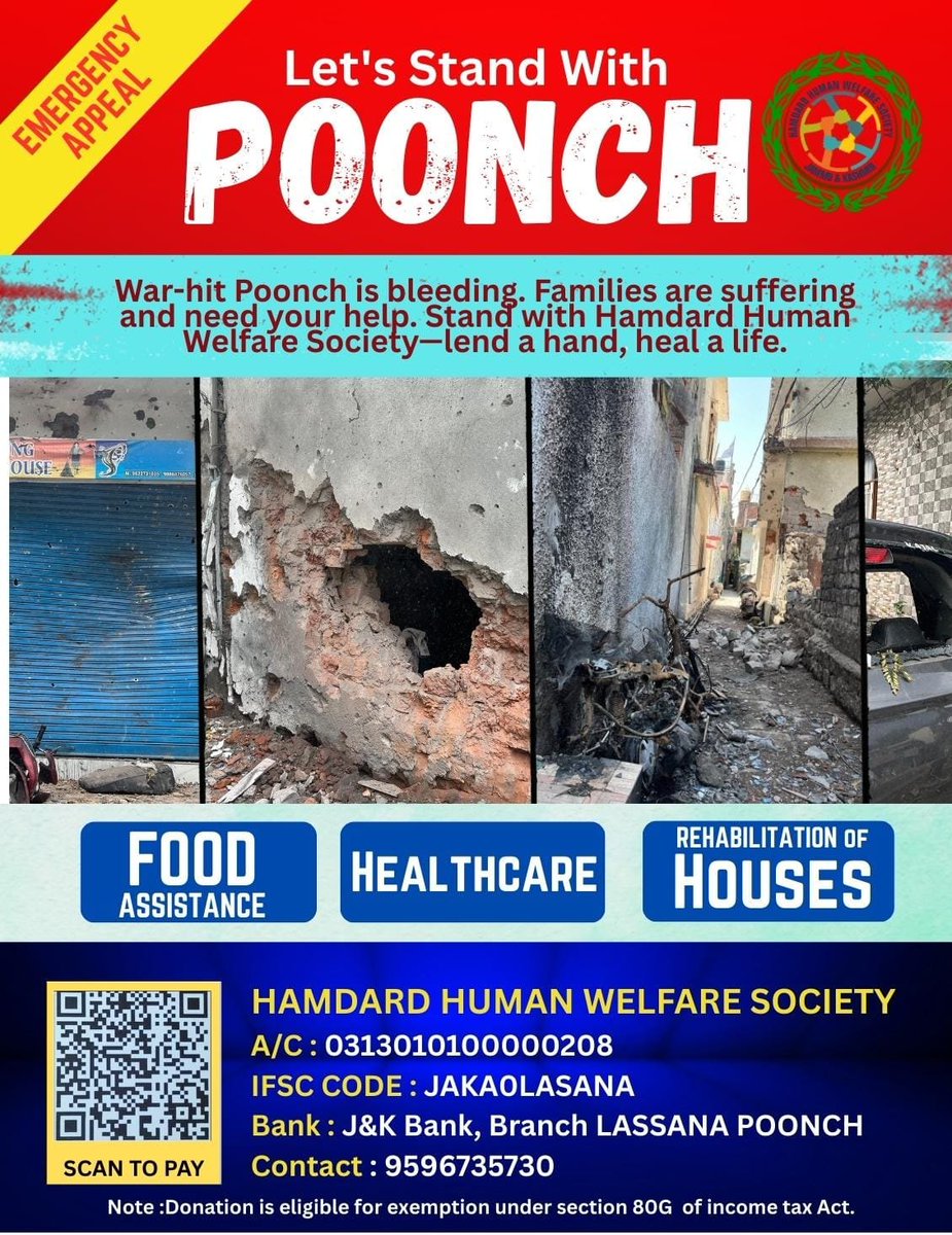 EmdaadNGO's tweet photo. War hit poonch is bleeding and direly needs your financial support.
Come farward for a noble cause and join hands with @HamdardNGOjk to reach out to the effected families. #poonchisbleeding #poonchchwar @pakistanishelling #victims  @dcpoonch @AbassMalikjk @Ahjazmir_jk @nayeema1 https://t.co/yc0iI1meH6