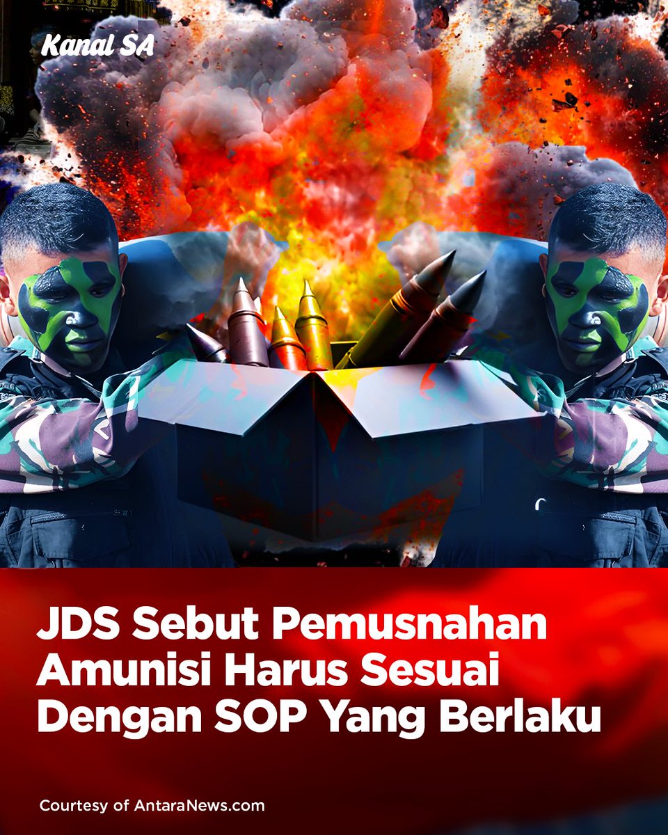 kanalsa_id's tweet photo. Co-Founder Jakarta Defense Society (JDS) Ade P Marboen menilai pemusnahan amunisi yang dilakukan oleh TNI AD harus sesuai dengan standar operasional prosedur (SOP) yang berlaku serta harus dilakukan oleh pihak yang berwenang.
sc/Antara.news
#KanalSA #Amunisi #Keamanan https://t.co/JIpd4JbTYK
