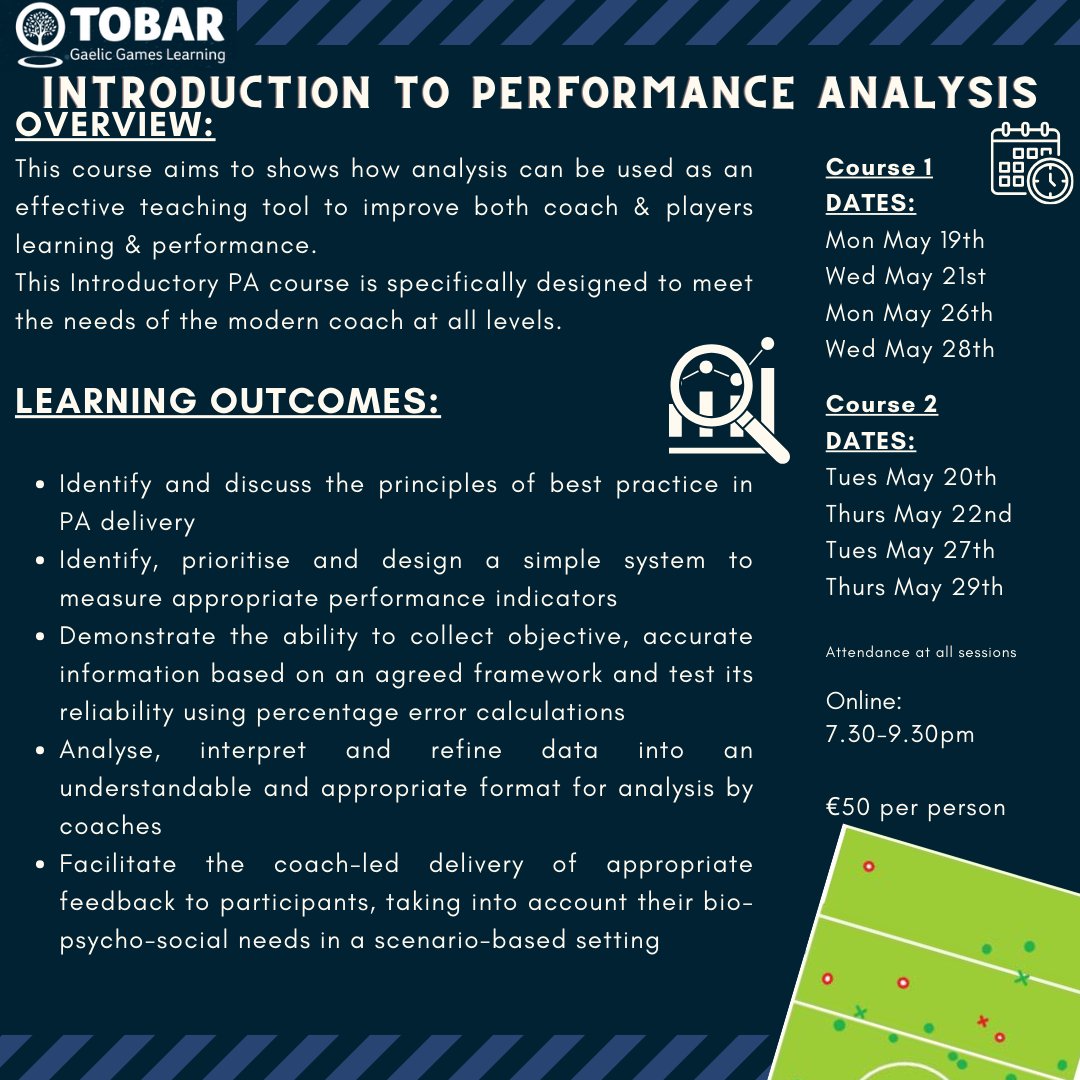 We have 2 upcoming Intro to PA courses starting next week. 4 online sessions. Limited places remaining. Book now to guarantee your place. Note- You need to log into your Tobar account to enrol or create a new Tobar profile.
1: learning.gaa.ie/lms/course/vie…
2: learning.gaa.ie/lms/course/vie…