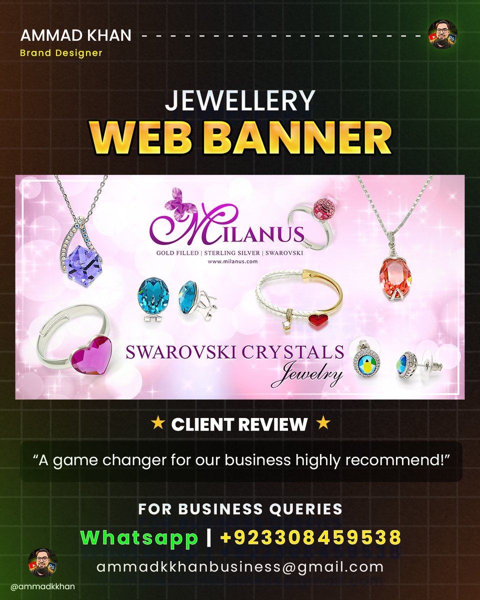 thumbnailpromax's tweet image. Jewellery Website Banner

#website #webbannerdesign #websitebanner #banners #bannerdesigner #GraphicDesigner #graphicdesigning #designer #ammadkkhan
