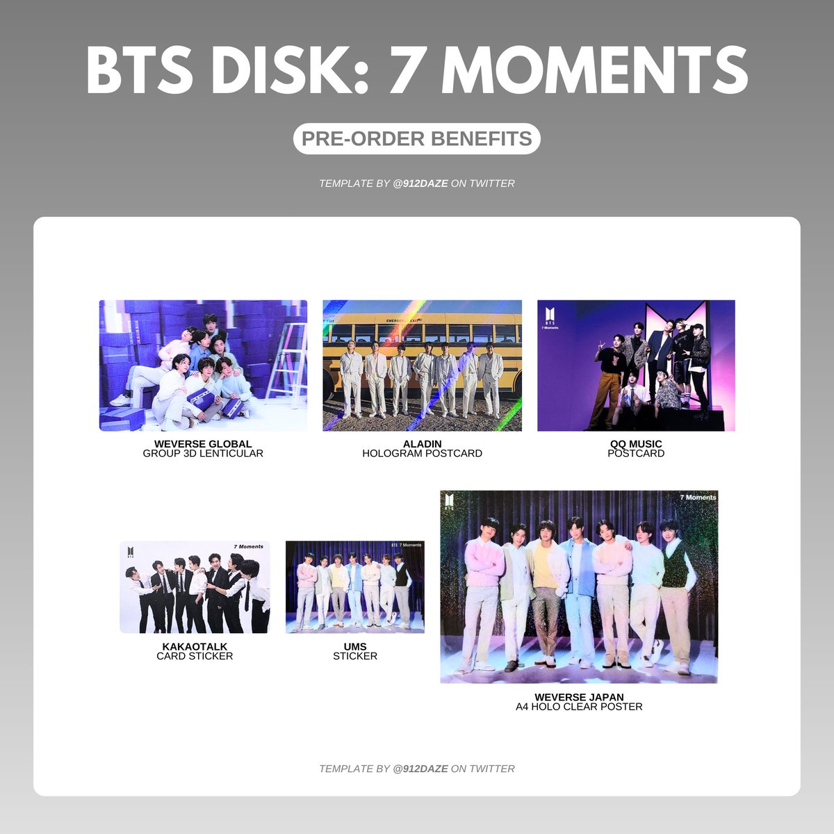 BTS DISK 7 MOMENTS DIGICODE DIGITAL CODE DC DVD WISHLIST PHOTOCARD
