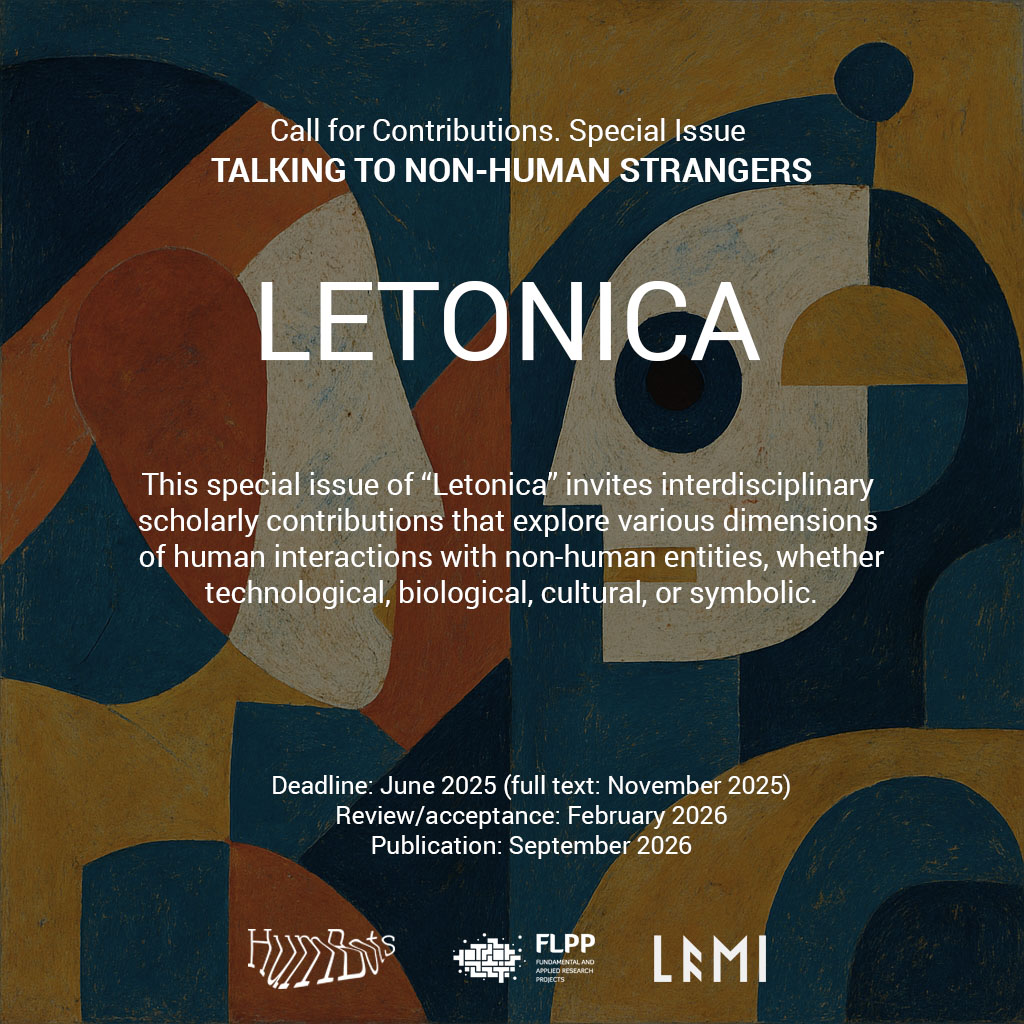 Iespēja pieteikt rakstu žurnāla "Letonica" speciālnumurā –  “Talking to Non-human Strangers”.

Vairāk: lulfmi.lv/en/Call-for-Co…