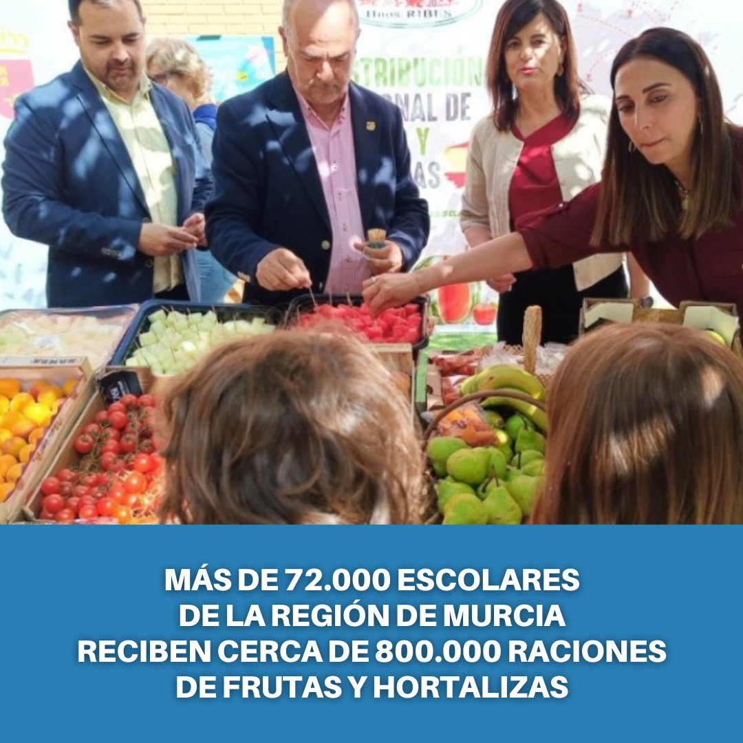 Más de 72.000 escolares de la Región de Murcia reciben cerca de 800.000 raciones de frutas y hortalizas 🥕🍋

El Gobierno regional impulsa el programa de reparto de frutas y hortalizas en más de 360 centros escolares

👉tinyurl.com/cpsv3dds