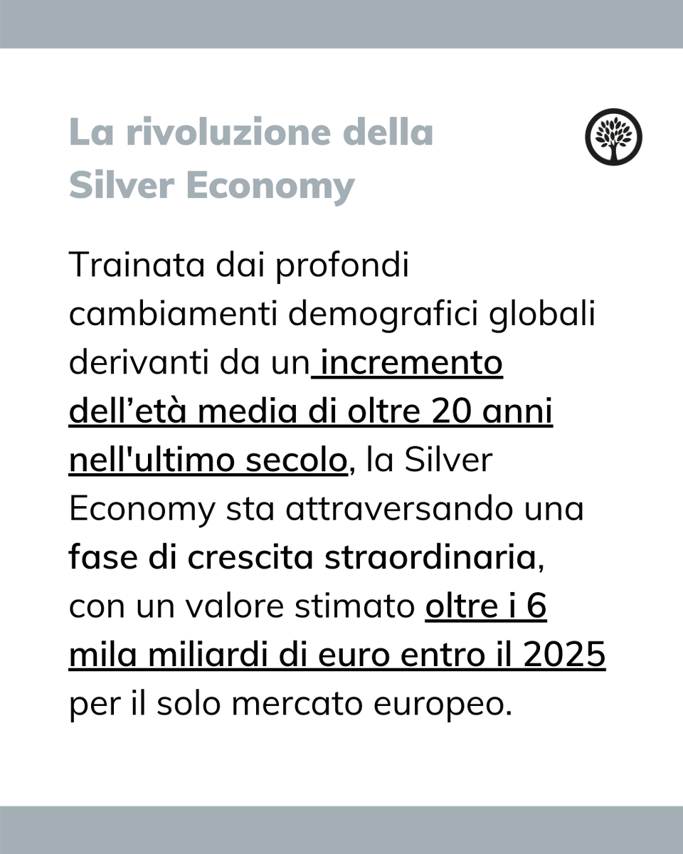 tendercapital's tweet photo. L’invecchiamento non è un rischio, è una leva strategica.
La #SilverEconomy UE supererà i 6.000 mld € entro il 2025. Chi investe oggi in #SeniorHousing e #LongevityTech guiderà i mercati di domani.

📈 Leggi l’articolo 👉 https://t.co/Dkx2H5aUDP

#tendercapital #Investimenti https://t.co/xYL10nW5LK