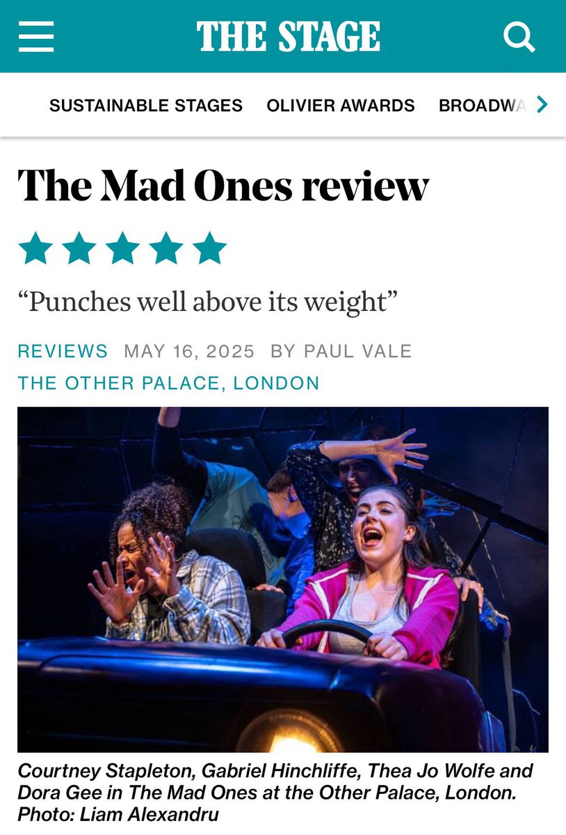 James Edge (@jamesedge23) on Twitter photo Did someone say five stars from <a href="/TheStage/">The Stage</a> for <a href="/themadones_uk/">The Mad Ones UK</a> Me. I SAID THAT. So proud of the whole team involved ❤️ This show is a special little gem of a show. Make sure you see it before it closes June 1st at <a href="/TheOtherPalace/">The Other Palace</a> Did someone say five stars from <a href="/TheStage/">The Stage</a> for <a href="/themadones_uk/">The Mad Ones UK</a> Me. I SAID THAT. So proud of the whole team involved ❤️ This show is a special little gem of a show. Make sure you see it before it closes June 1st at <a href="/TheOtherPalace/">The Other Palace</a>