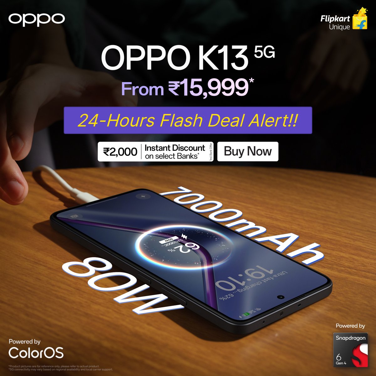 One day. One phone. One unstoppable deal.
Get the #OPPOK13 for just ₹15,999 with 7000mAh + 80W charging. T&amp;C apply.

#LiveUnstoppable #OPPhone

Buy now: rb.gy/xv9jn7