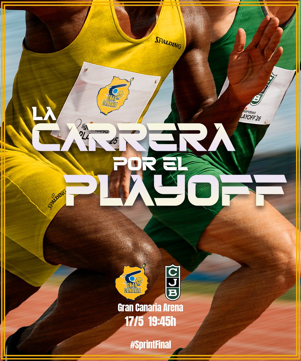 GranCanariaCB's tweet photo. #SprintFinal. Sigue la carrera por el Playoff, y seguimos luchando en el Arena. Toca apretar, #MareaAmarilla, toca seguir corriendo a por el objetivo juntos 🏃🏁 https://t.co/dbzleHhEok