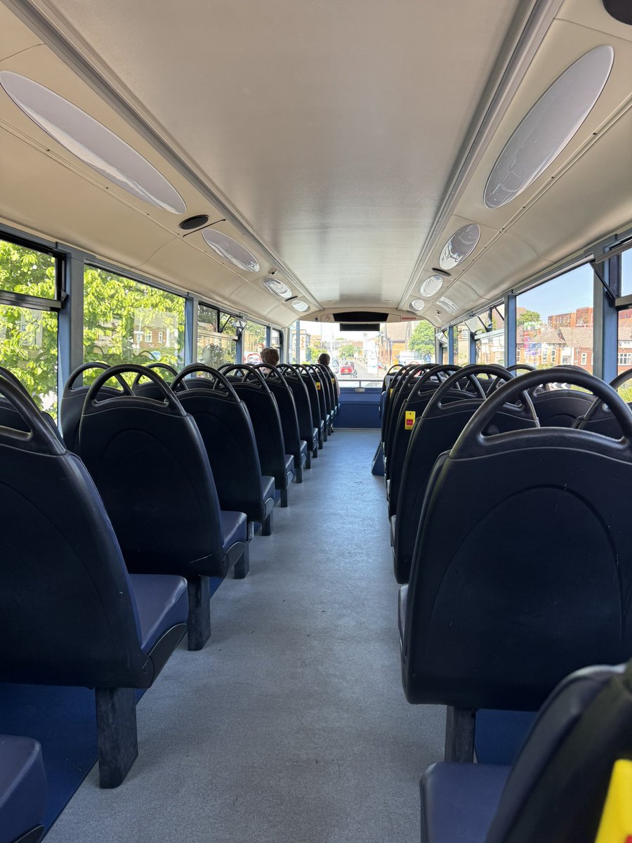 Can’t be long before they lift the lids off of these. 
That distinctive smell of hot faux-leatherette of a convertible open top. 

Devoid of Breezer branding inside, you can really appreciate the unspoilt interior design of the ELC/Darwen/Optare Olympus