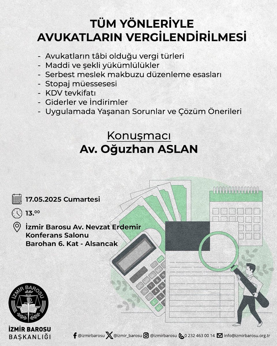 🗓️ 17 Mayıs #cumartesi 🕝 13.00
✅ Düzenleyen: <a href="/izmir_barosu/">İzmir Barosu - #SavunmaSusturulamaz</a> 
💬 <a href="/aslnoguzhan/">Oğuzhan Aslan</a> 
📲 WhatsApp'tayız: whatsapp.com/channel/0029Va…
📢 Yaklaşan hukuk etkinlikleri: turkiyehukuk.org/etkinlik/