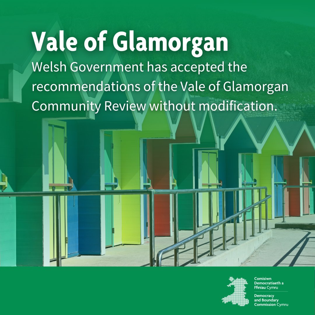 Welsh Government has announced that it has accepted the recommendations of the Commission's Community Review of Vale of Glamorgan without modification. 

Read more 👇

dbcc.gov.wales/news/05-25/val…