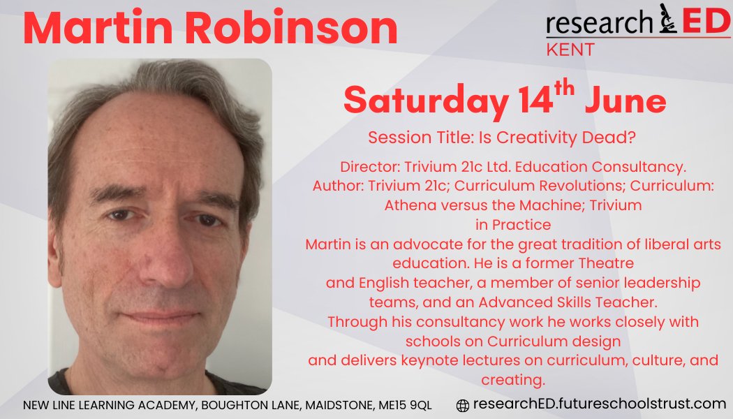 researchED Kent (@researchedkent) on Twitter photo 🚨 We're thrilled to announce our Keynote speakers at researchED Kent 2025! 🎓✨ Join us for a day packed with research, pedagogy, refreshments, and connect with passionate educators. 🍎👥 📲
Book online now
#researchED #EducationMatters
<a href="/teacherhead/">Tom Sherrington</a> <a href="/Trivium21c/">Martin Robinson</a> 🚨 We're thrilled to announce our Keynote speakers at researchED Kent 2025! 🎓✨ Join us for a day packed with research, pedagogy, refreshments, and connect with passionate educators. 🍎👥 📲
Book online now
#researchED #EducationMatters
<a href="/teacherhead/">Tom Sherrington</a> <a href="/Trivium21c/">Martin Robinson</a>