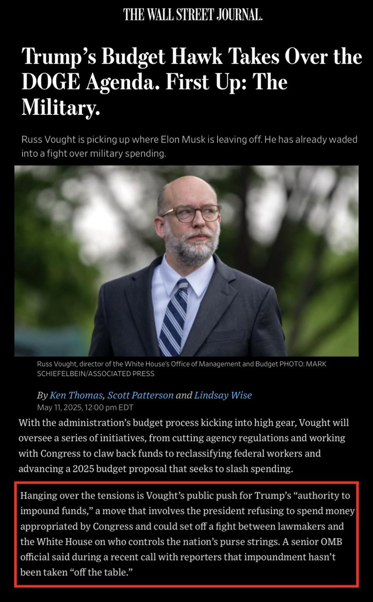 This should be bigger news:

ICYMI - Project 2025’s puppet master Russell Vought just replaced Elon Musk as head of DOGE.

People still in denial and believe Trump knew nothing about Project 2025, need to explain why he just handed the keys to the whole damn thing to its