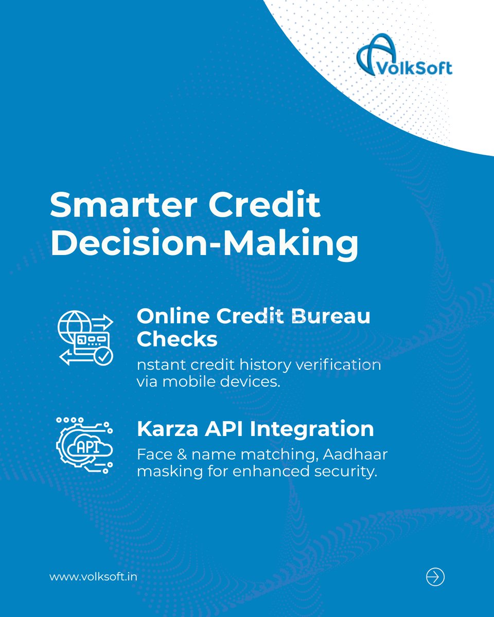 _VolkSoft's tweet image. The future of lending is digital, secure, and mobile-first! 
With advanced integrations, we ensure secure, real-time decision-making—so you can focus on driving growth.
Get in touch today: volksoft.in

#VolkSoft #TechForLending #DigitalFinance #ekyc #API #LoanCycle