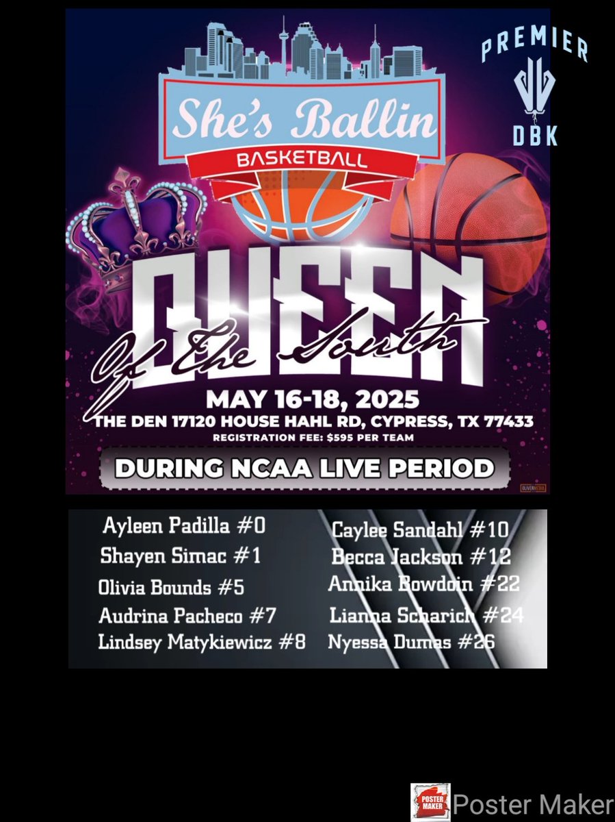 NDiamondbacks's tweet image. Shes Ballin Queen of The South

Game 1 Friday 5:20pm Court 5
Just Play Elite 16U
 vs 
Premier DBK 16U