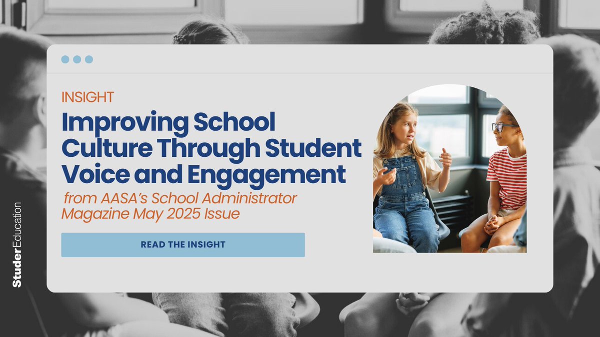 Studer Education (@studereducation) on Twitter photo Learn how school leaders in Kentucky and Oregon are using student voice to improve mental health, safety, and engagement in schools—featuring real strategies and success stories from Central Linn School District, <a href="/MeadeCoSchools/">Meade County Schools KY</a>, and <a href="/barrenschools/">Barren Co. Schools</a>.
➡️Read the insight: Learn how school leaders in Kentucky and Oregon are using student voice to improve mental health, safety, and engagement in schools—featuring real strategies and success stories from Central Linn School District, <a href="/MeadeCoSchools/">Meade County Schools KY</a>, and <a href="/barrenschools/">Barren Co. Schools</a>.
➡️Read the insight: