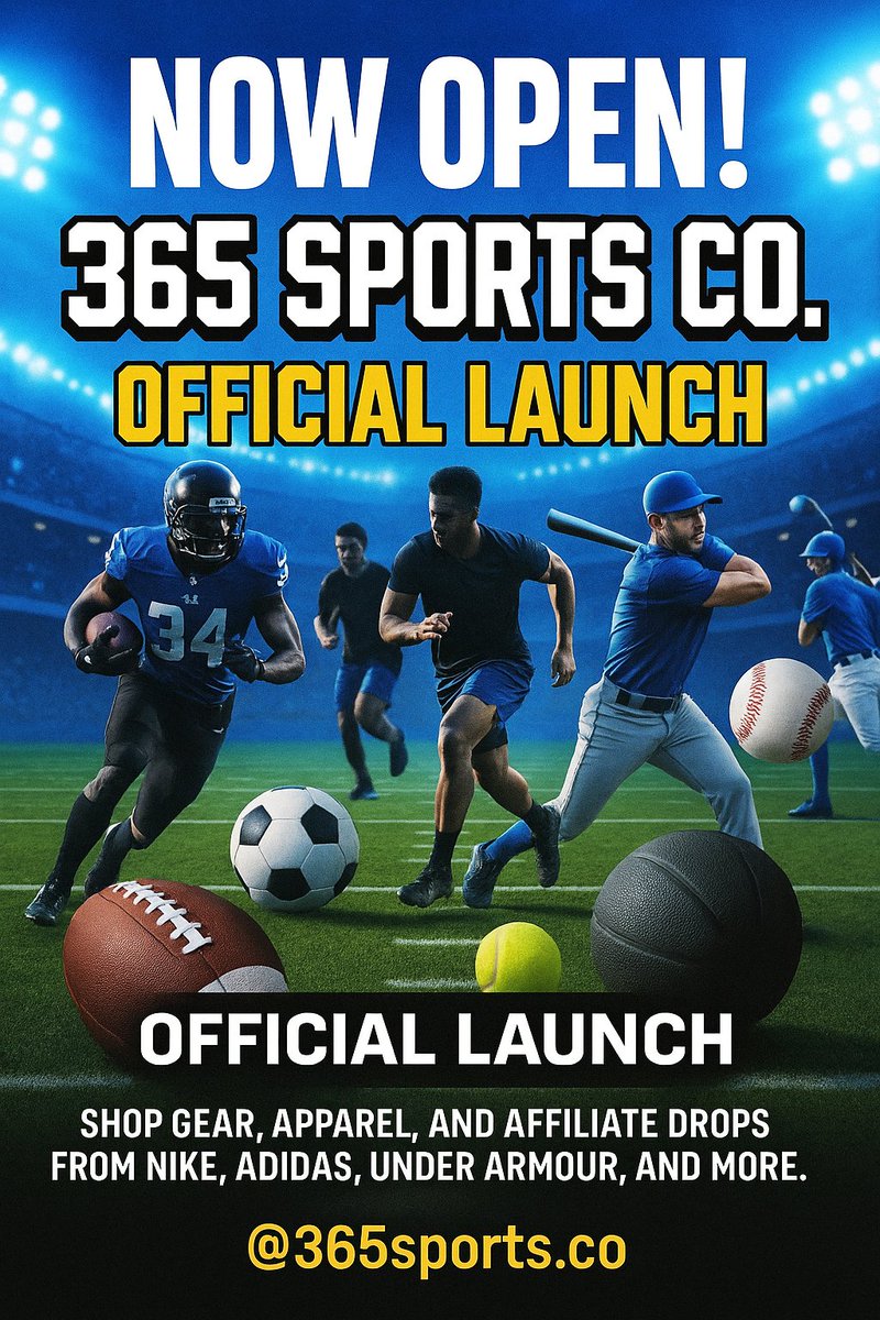 We’re Live!
365 Sports Co. is officially open! From game-day gear to training essentials, we've got everything athletes, coaches, and fans need. Shop the latest in sporting goods, apparel, and more—

Join the movement. Chase greatness.
Shop now: shop365sports.com