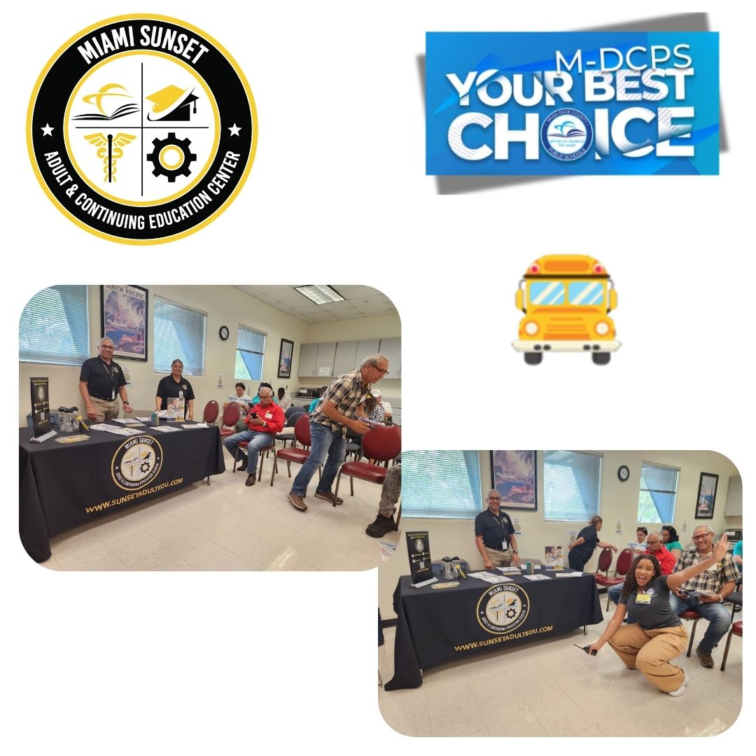 Miami Sunset Adult and Continuing Education Center (@sunset_adult_ed) on Twitter photo A huge thank you to the <a href="/MDCPS/">Miami-Dade Schools</a> Department of Transportation for the incredible opportunity to share our postsecondary programs with their amazing newly hired bus drivers! 🚌 #yourbestchoiceMDCPS #MDCPS #Transportation #CommunityPartnership
<a href="/SuptDotres/">Jose L. Dotres, Ed.D.</a> <a href="/mantilla1776/">Rene Mantilla</a> <a href="/MDCPS/">Miami-Dade Schools</a> A huge thank you to the <a href="/MDCPS/">Miami-Dade Schools</a> Department of Transportation for the incredible opportunity to share our postsecondary programs with their amazing newly hired bus drivers! 🚌 #yourbestchoiceMDCPS #MDCPS #Transportation #CommunityPartnership
<a href="/SuptDotres/">Jose L. Dotres, Ed.D.</a> <a href="/mantilla1776/">Rene Mantilla</a> <a href="/MDCPS/">Miami-Dade Schools</a>