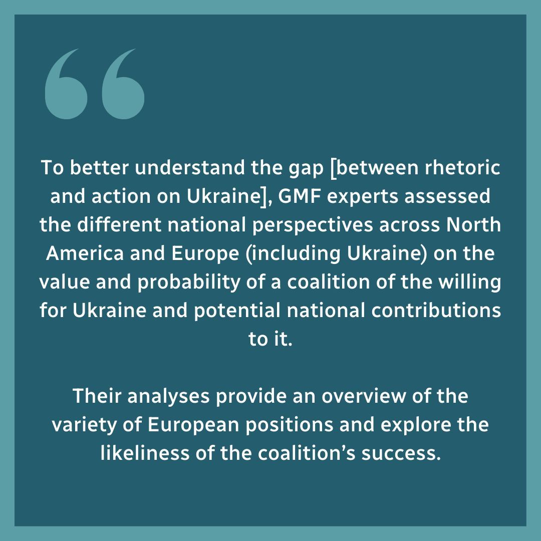🇺🇦 What are the prospects for a "coalition of the willing" to help uphold a ceasefire in Ukraine?

🔎 A new report by GMF Transatlantic Security Program experts explores in the context of each individual country that could be a member. Read now: gmfus.org/news/coalition…