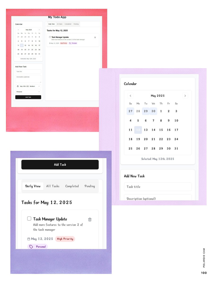 thetechlabb's tweet photo. For the past few weeks, I’ve been building a Task Manager app with React JS 
✔️ Local Storage for offline task saving
✔️ PWA support for mobile install &amp; native feel
Fast, responsive &amp; always ready to boost productivity 
https://t.co/Tx48H1tLX8
More updates soon!

#ReactJS #PWA https://t.co/Wz2QjRzFjn