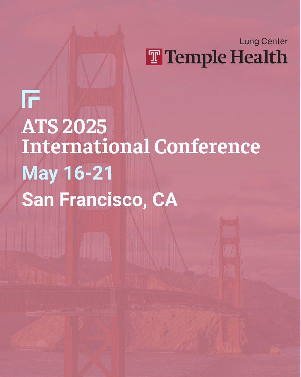 #TempleHealth is excited to be part of #ATS2025! Visit the Temple Lung Center at Booth #754 to meet our team and learn about our latest developments in research &amp; practice. See you there!