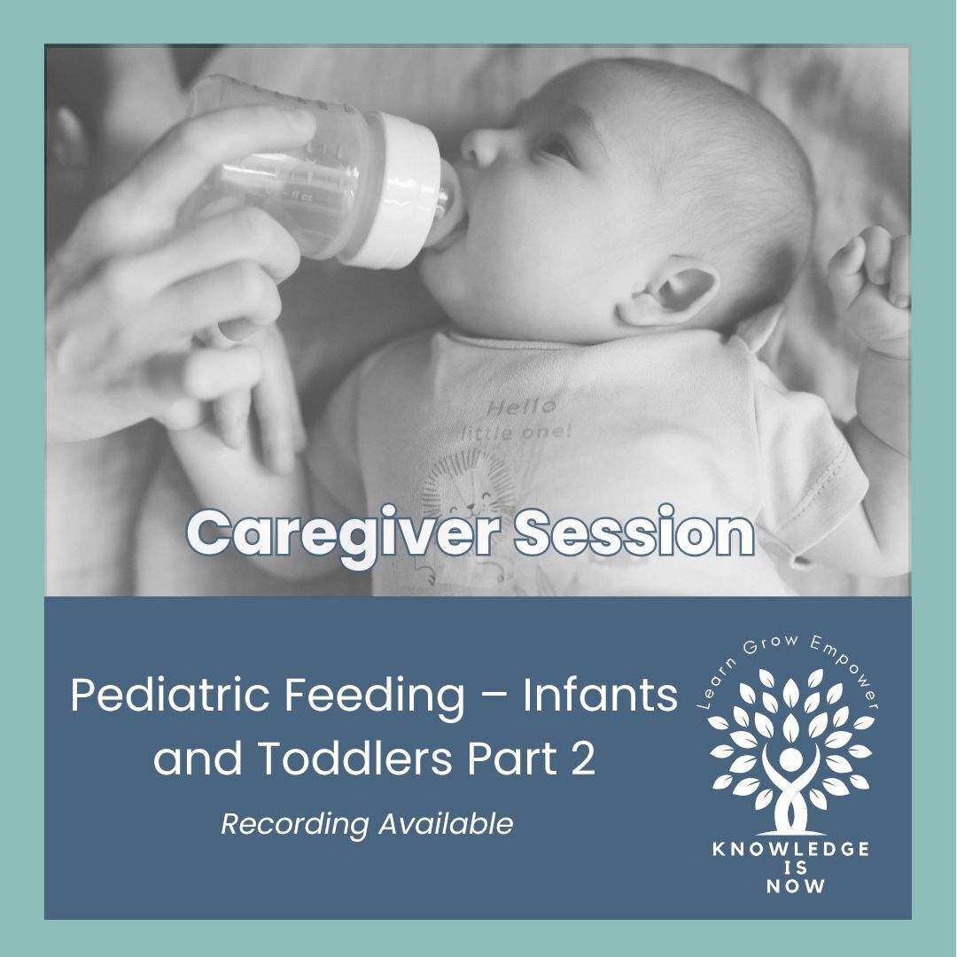 🎉 Part 2 of our Pediatric Feeding: Infants &amp; Toddlers series is here!

This session will:

🔍 Identify factors that impact feeding
🆘 Know when to seek help with feeding
📑 Understand How to secure referrals &amp; explore... 🎥
knowledgeisnow.com/caregiver-sess…

#PediatricFeeding