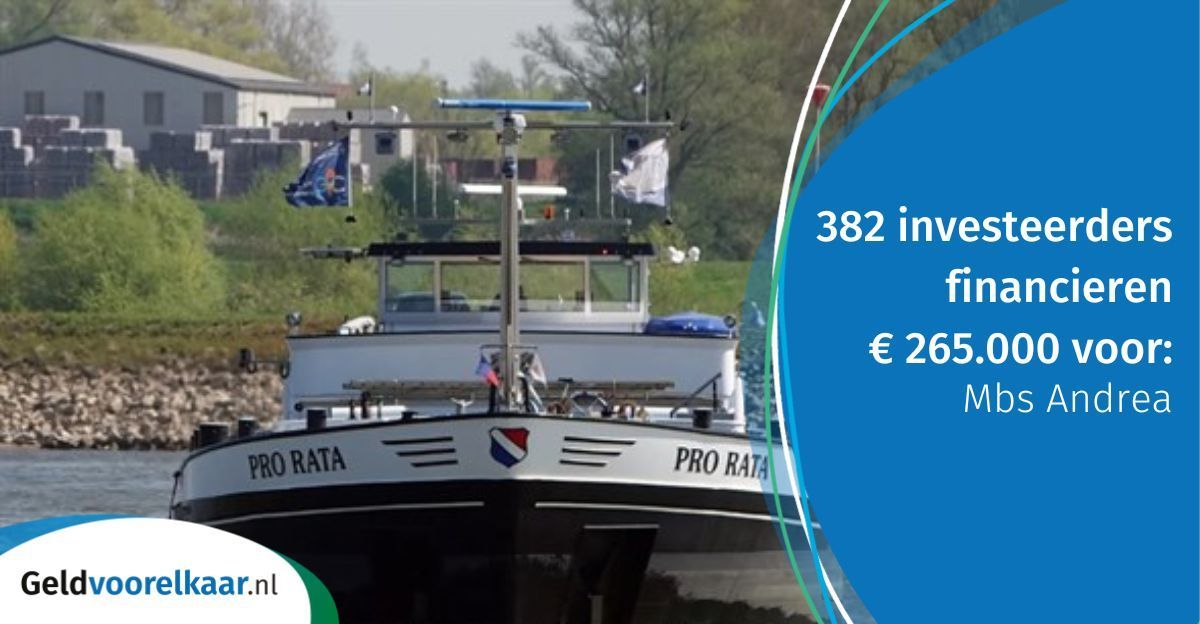 𝗚𝗘𝗙𝗘𝗟𝗜𝗖𝗜𝗧𝗘𝗘𝗥𝗗!🎉 Het is ondernemers Arjen en Andrea Heuvelman-Spek gelukt om de benodigde financiering van € 265.000 op te halen voor Mbs Andrea. 
 
-> geldvoorelkaar.nl/crowdfunding-p… <-
 
#geldvoorelkaar #crowdfunding #financiering #investeren #MKB #binnenvaart