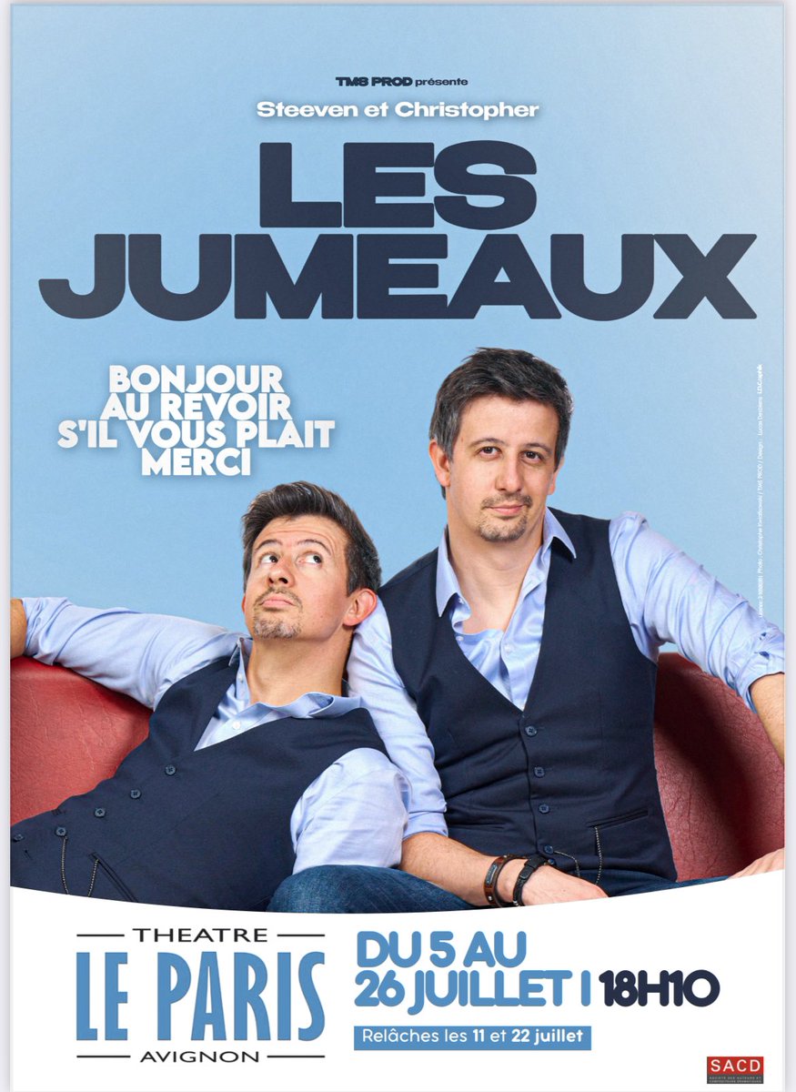 Avignon , nous revoilà ! Nous serons pour la 9e fois au Festival Off d’Avignon , du 5 au 26 juillet 2015 au Théâtre Le Paris ! billetterie.leparisavignon.com/events/2972 <a href="/FestivalAvignon/">Festival d'Avignon</a>