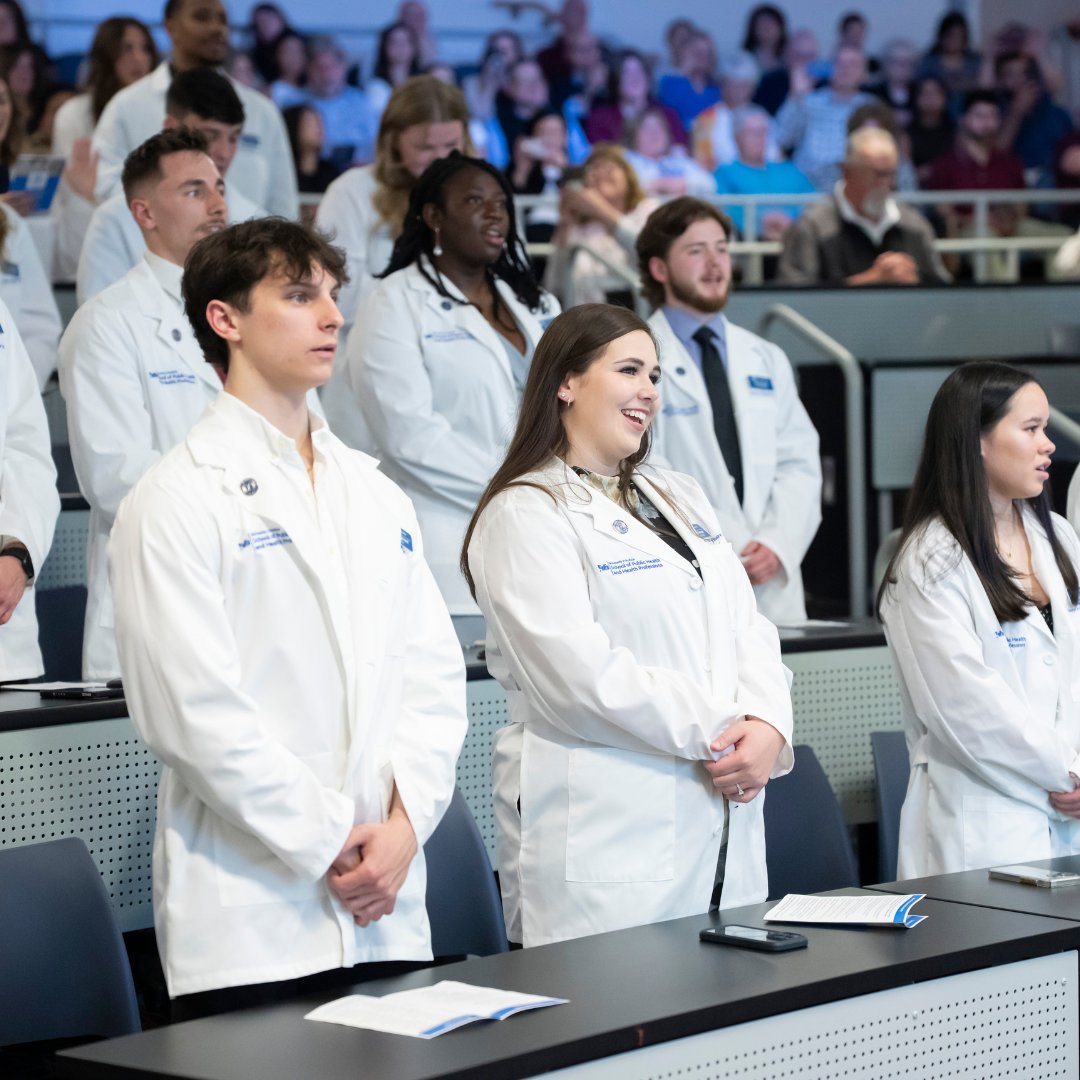 ubsphhp's tweet image. With white coats and full hearts of determination, the #UBSPHHP DPT class of 2027 steps into their next roles as future physical therapists! The annual White Coat Ceremony signifies the transition from the classroom to the clinic for students in health care professions.