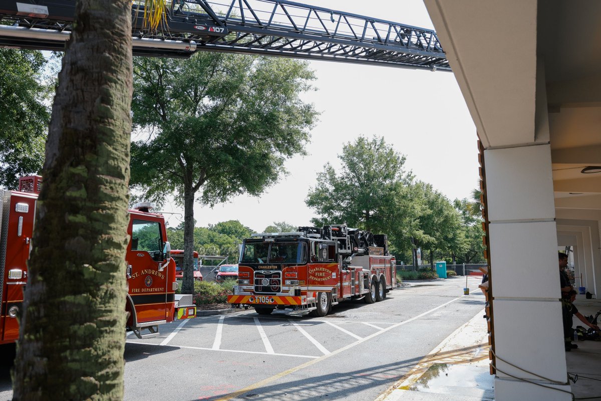 Rescue 115, Truck 105, and Ladder 301 recently participated in a multi-jurisdictional training drill at the former Big Lots commercial building in West Ashley. With the building scheduled for demolition, fire crews were granted access to the structure, providing a valuable