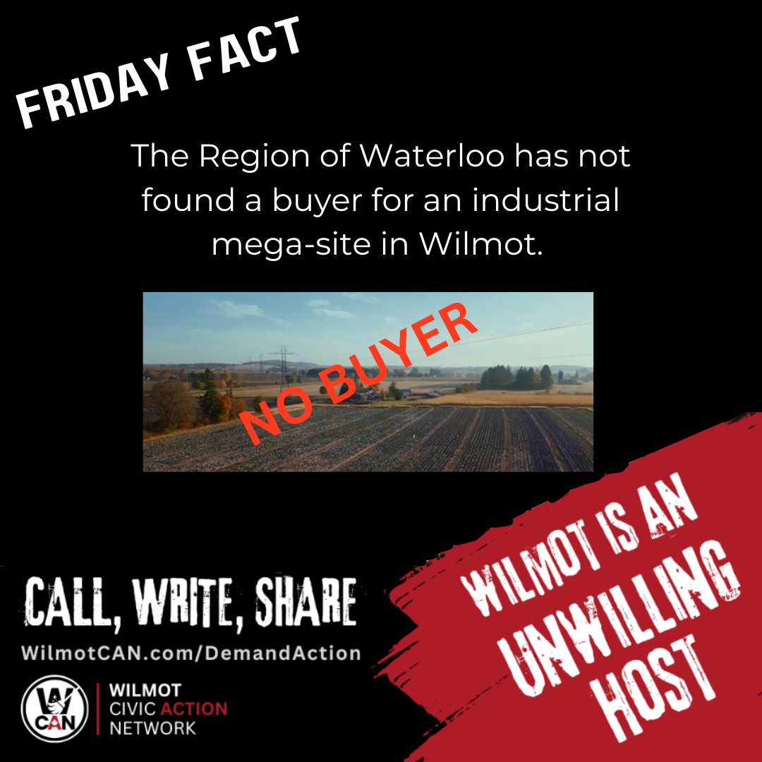WilmotCAN (@wilmot_can) on Twitter photo By their own admission, the <a href="/RegionWaterloo/">Region of Waterloo</a> doesn't have a buyer. Yet they’ve taken irreplaceable farmland.
Let <a href="/Redman4Region/">Karen Redman</a> know that this is the wrong plan for our community:
wilmotcan.com/demandaction/
#FridayFact
#FightForFarmland
#WilmotLandGrab By their own admission, the <a href="/RegionWaterloo/">Region of Waterloo</a> doesn't have a buyer. Yet they’ve taken irreplaceable farmland.
Let <a href="/Redman4Region/">Karen Redman</a> know that this is the wrong plan for our community:
wilmotcan.com/demandaction/
#FridayFact
#FightForFarmland
#WilmotLandGrab