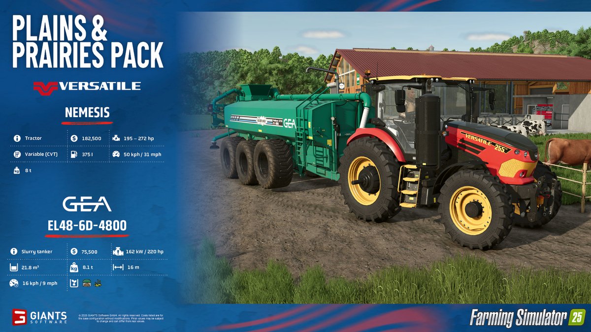 farmingsim's tweet photo. 🚜🌱 It’s time for #FactsheetFriday!
The Plains & Prairies Pack is coming soon – and today, we’re taking a first look at some of the legendary brands featured: Salford, Ford, Versatile and GEA. 🔥
Get ready to farm North America in style! https://t.co/dCoJw1I2Wg