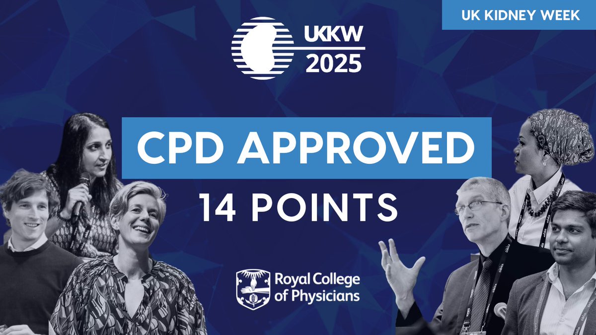 The UK Kidney Association (@ukkidney) on Twitter photo CPD isn’t just a tick-box – it’s about meaningful learning & improving practice.
UK Kidney Week #UKKW25 has been approved for 14 external CPD points by <a href="/RCPhysicians/">Royal College of Physicians</a>.
Learn, reflect, connect.
🗓️ 10–12 June | 📍 Bournemouth
🔗 ukkw.org CPD isn’t just a tick-box – it’s about meaningful learning & improving practice.
UK Kidney Week #UKKW25 has been approved for 14 external CPD points by <a href="/RCPhysicians/">Royal College of Physicians</a>.
Learn, reflect, connect.
🗓️ 10–12 June | 📍 Bournemouth
🔗 ukkw.org