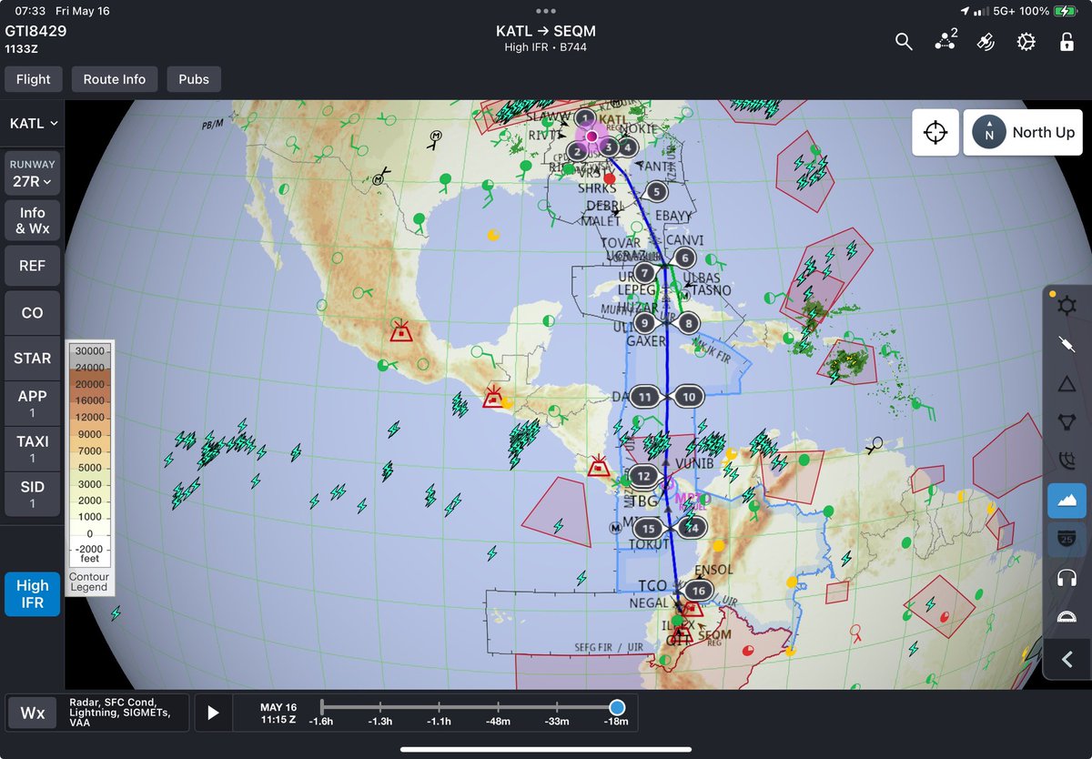 After a nice block of days off we’re back at it. Quick 4 hours down to Quito out of Atlanta and we’ll finish the day off at home back in Miami. Feels good to be back up flying!