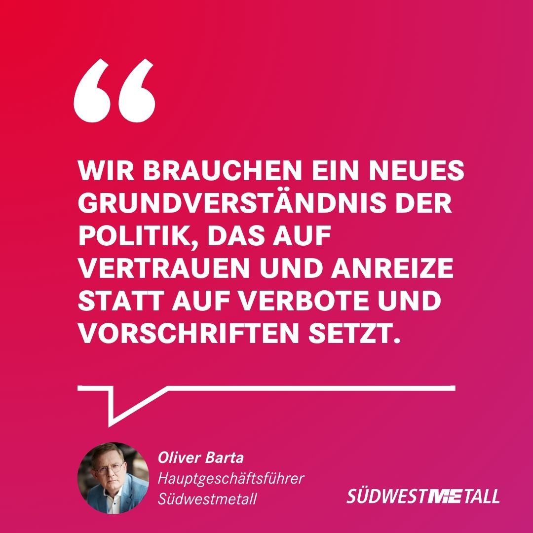 Die wirtschaftliche Lage in der M+E-Industrie #BaWü bleibt weiterhin angespannt. Die Arbeitgeber fordern die neue Bundesregierung dazu auf, noch vor der Sommerpause ein umfangreiches Maßnahmenpaket zur Entlastung der Wirtschaft auf den Weg zu bringen. 👉lmy.de/SdJnIt