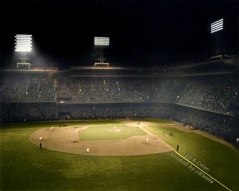 BSmile's tweet image. Today In 1939: Amazing view of the first night game in American League history at Shibe Park, Philadelphia! ⚾️ #MLB #Baseball #Athletics